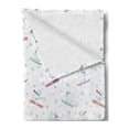 thumbnail image 2 of Bear Soft Flannel Fleece Blanket, Funny Polar Teddy Bears on Snowboards Skiing with Scarf and Glasses Ornate Snowflakes, Cozy Plush for Indoor and Outdoor Use, 50" x 60", Multicolor, by Ambesonne, 2 of 5