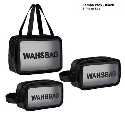 3 Pack Clear PVC Travel Toiletry Bag Set, Waterproof Cosmetic Makeup Organizer Bags with Handle, Portable Transparent Wash Bag for Travel, Gym & Bathroom