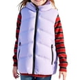 thumbnail image 2 of Tdoqot Girls Puff Vest with Hood- Warm Zip Up Sleeveless Casual Winter Outwear Jackets Purple Size 6 T, 2 of 3