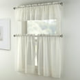 thumbnail image 2 of Mainstays Light Filtering Rod Pocket Stripe Curtain Tier and Valance Set, 3pc, 56"x36", Beige, 2 of 5
