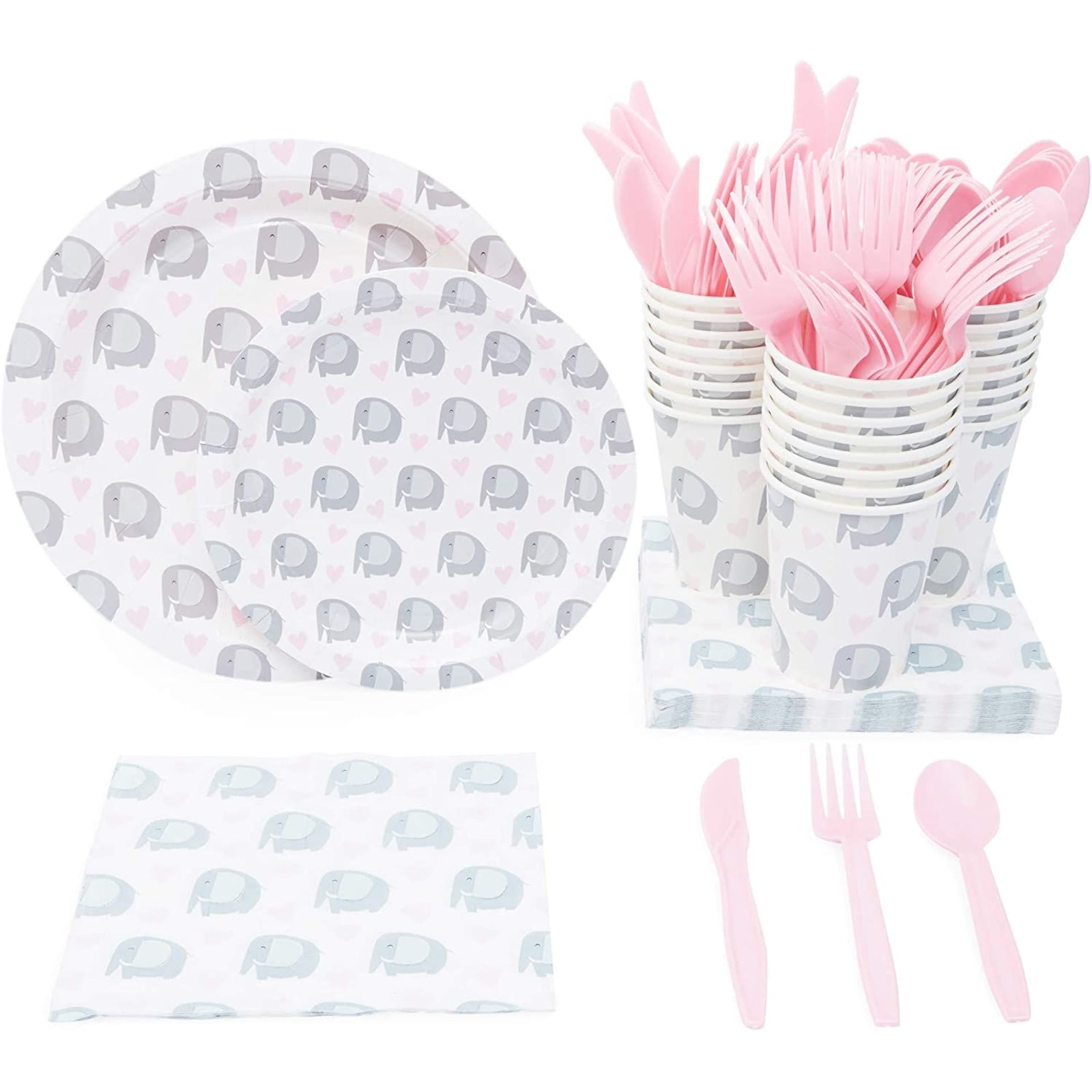 9 Plates Luncheon Napkins Cups and Table Cover with Birthday Candles Bundle for 16 Little Outrageous Littles Party Supplies Pack Serves 16 
