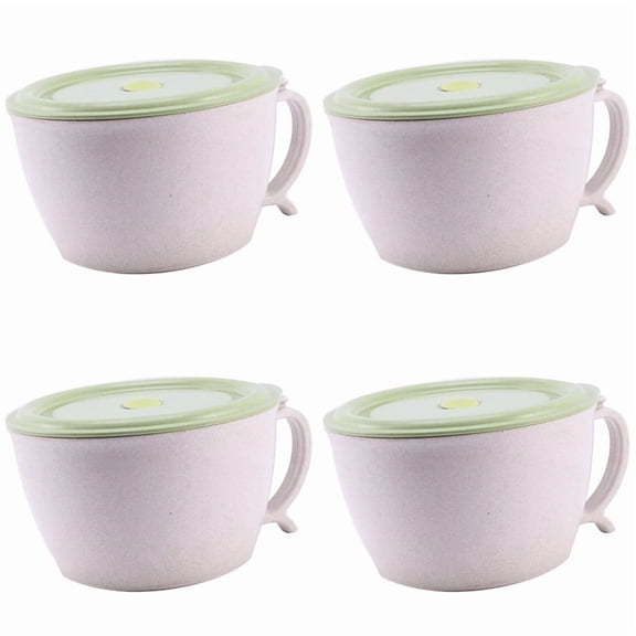 4X Microwave Noodle Bowls with Lid-40 OZ Large Wheat Straw Soup Mug with Phone Holder-Microwave&Dishwasher Safe,4 x Noodle Bowls,random color