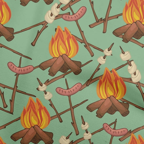 oneOone Cotton Jersey Dusty Teal Green Fabric Campfire Quilting Supplies Print Sewing Fabric By The Yard 58 Inch Wide