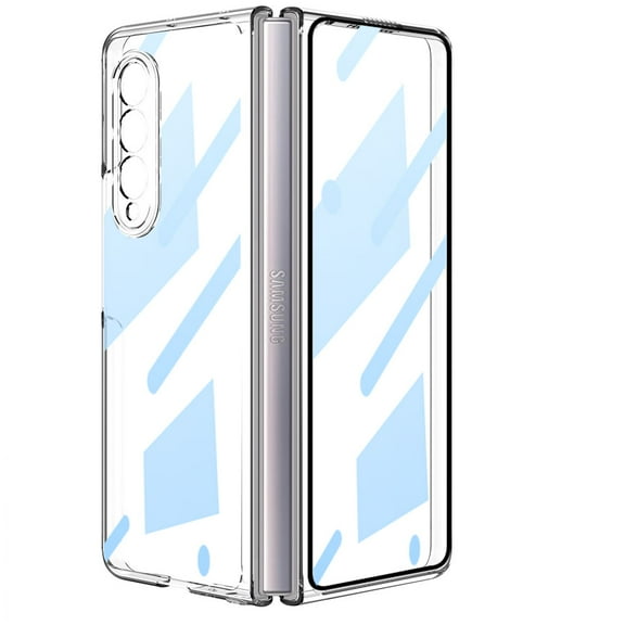 Case for Samsung Galaxy Z Fold 3 5G, Electroplating Shell with Tempered Film,All-inclusive Protection Thin and Light Shockproof Clear Phone Cover For Samsung Galaxy Z Fold 3 5G,Clear