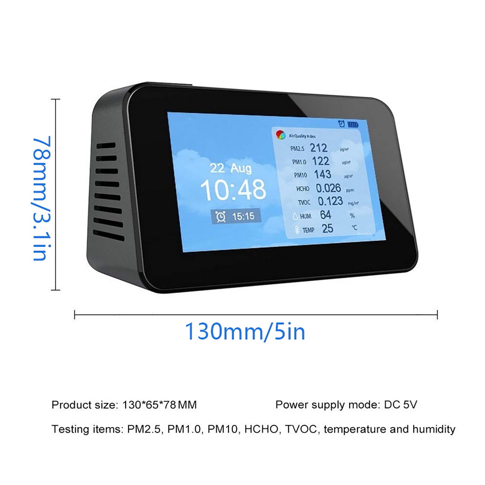 Kiplyki Air Quality Monitor with Wi-Fi Formaldehyde Detector Temperature & Humidity Mete