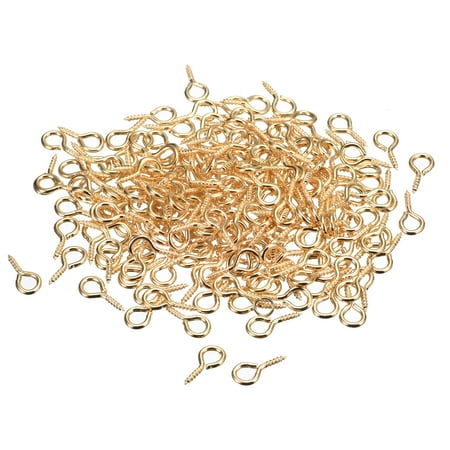 

500 Pack Small Screw Eye Hooks Mini Eyelets Screws 6.8x13x1.4mm Light Gold