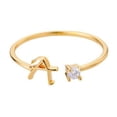 thumbnail image 6 of Womens Gold Plated Initial Ring with Diamond Cut Open Design A to Z Letter Copper Ring Fashion Statement Jewelry Initial Diamond Ring for Women, 6 of 6