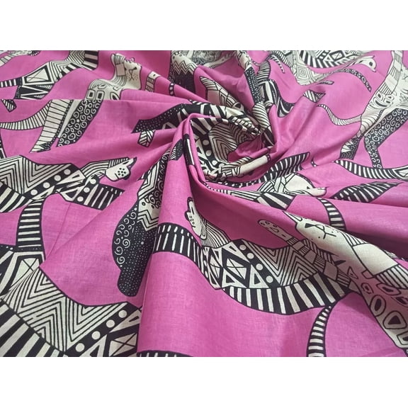 Indian Beige Cotton Fabric Dressmaking Running Hand Block Cotton Sanganeri Robe