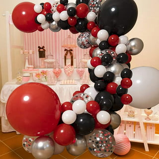 62Pcs Red and Black Balloons Kit - 12 Inches Red Black Party Decoration  Balloons for Graduation Casino Theme Birthday Party Decorations Supplies  Black White Red 