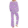 thumbnail image 4 of Mqqzkk Womens Pajama Sets 2 Piece Cute Printed Pjs Sleepwear Soft Comfy Loungewear Long Sleeve Pullover Top and Pants X-L, 4 of 6
