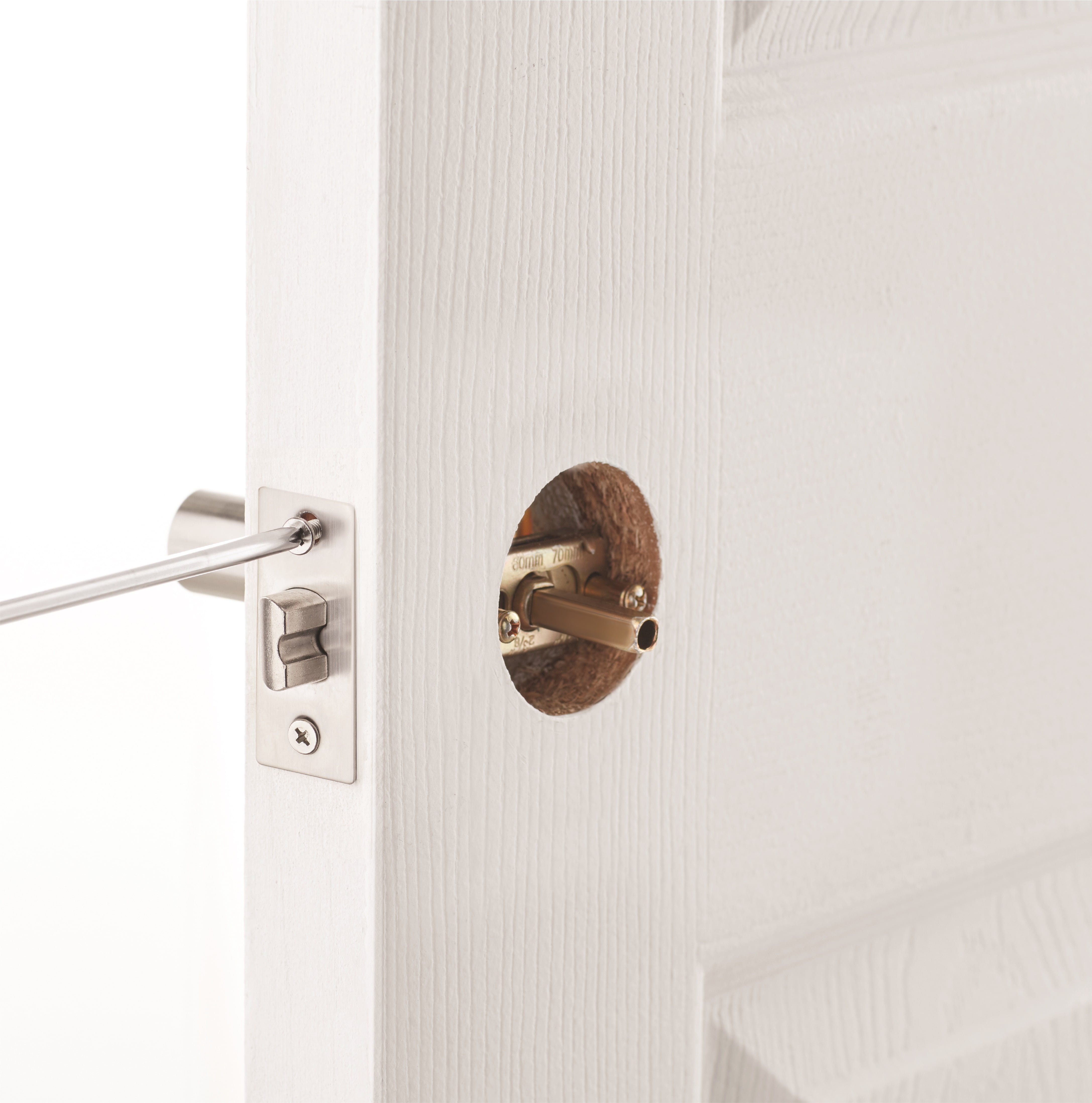 Hyper Tough Non-Locking Hall and Closet Lever Satin Nickel with Round Rosette