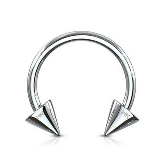 14 Karat Gold Horseshoe Circular Barbell Ring 16 or 14 Gauge  Spikes