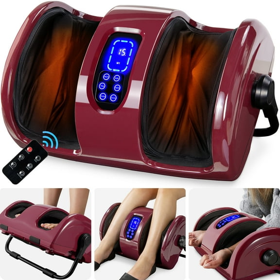 Best Choice Products Foot Massager Machine, Therapeutic Reflexology Massager w/ High-Intensity Rollers - Burgundy