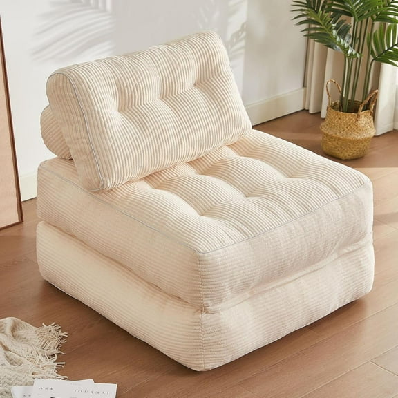 Folding Chair Bed, Futon Sofa, Floor Couch for Adults Chair for Living Room, Lounge Sofa, Convertible Sofa Bed, Small Couches for Small Spaces, Beige