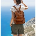 thumbnail image 2 of UTO Fashion Backpack Purse for Women Vegan Leather Ladies Large Shoulder Bag Convertible Travel Bag with Pouch(Brown Oil), 2 of 8