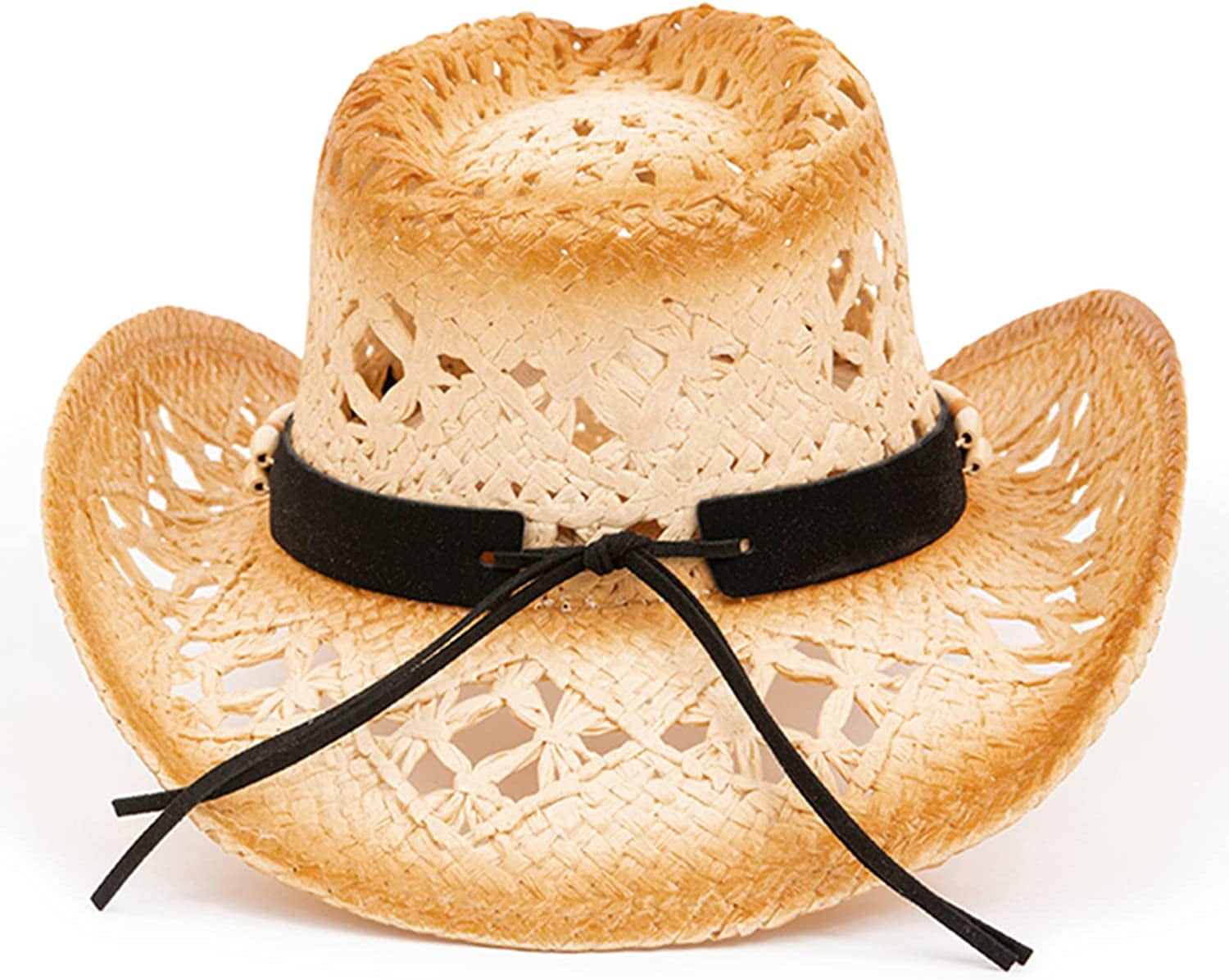8586 Straw Cowboy Hats For Women\'s Men\'s Western Cowgirl Hat For Holiday Woven ANDORRA Woven Straw Cowboy Hat | Wide Brim Western Cowgirl  main image 2