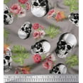 thumbnail image 1 of Soimoi Moss Georgette Fabric Monstera Leaves,Floral & Horror Skull Halloween Print Fabric by The Yard 42 Inch Wide, 1 of 1