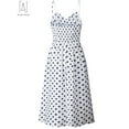 thumbnail image 6 of Gustave Women's Sleeveless Polka Dot Dresses Summer Bohemian Sundresses Spaghetti Strap Button Down V Neck Midi Dress "White, XL", 6 of 10