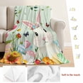 thumbnail image 6 of Easter Cartoon Rabbits Throw Flannel Blanket Spring Flowers Leaf Branches Green Super Soft Cozy Bed Blanket, Lightweight Plush Fuzzy Bed Throw for Bedroom Sofa Couch Living Room 40x50In,, 6 of 9