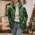thumbnail image 5 of felwors Women's Printed Quilted Jacket, Lightweight Snap-Button Front Open-Front Coat with Pockets for Fall Winter Outdoor Sports Dark Green, XL, 5 of 8