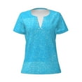 thumbnail image 3 of Naloa Sky Blue Glitter Print T-Shirts Short Sleeve V Neck Tees for Women Fashion Tops Trendy Lightweight Soft Casual Summer Outfits Clothes, 3 of 5