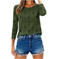 thumbnail image 7 of Blmnix Fashion Work Out Shirts Women Flower Green Travel Oversized Shirts 3/4 Sleeve Crew Neck Blouses, 7 of 7
