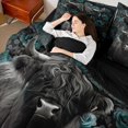 thumbnail image 4 of Manfei Black Highland Cow 7-Piece Twin Bedding Sets,Country Farmhouse Lodge Bedding Comforter Set,Blue Flower Floral Sheet Sets For Adults,Super Cozy Room Decor Reversible, 4 of 8