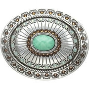 M&F Western Products 37975 BR Womens Tribal Stamped Oval Buckle - Silver & Turquoise