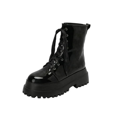 

TALKVE Punk Style Fashion Trend Foreign Trade Large Comfortable Round Toe Square Heel Thick Heel Women Ankle Boots