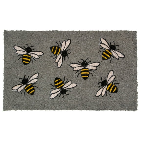 Northlight Natural Coir Outdoor Rectangular Bumble Bee Doormat 18" x 30"
