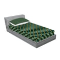 thumbnail image 2 of Ambesonne Geometric Fitted Sheet & Pillow Sham Set, Checkered Pattern Rings, Twin, Multicolor, 2 of 2