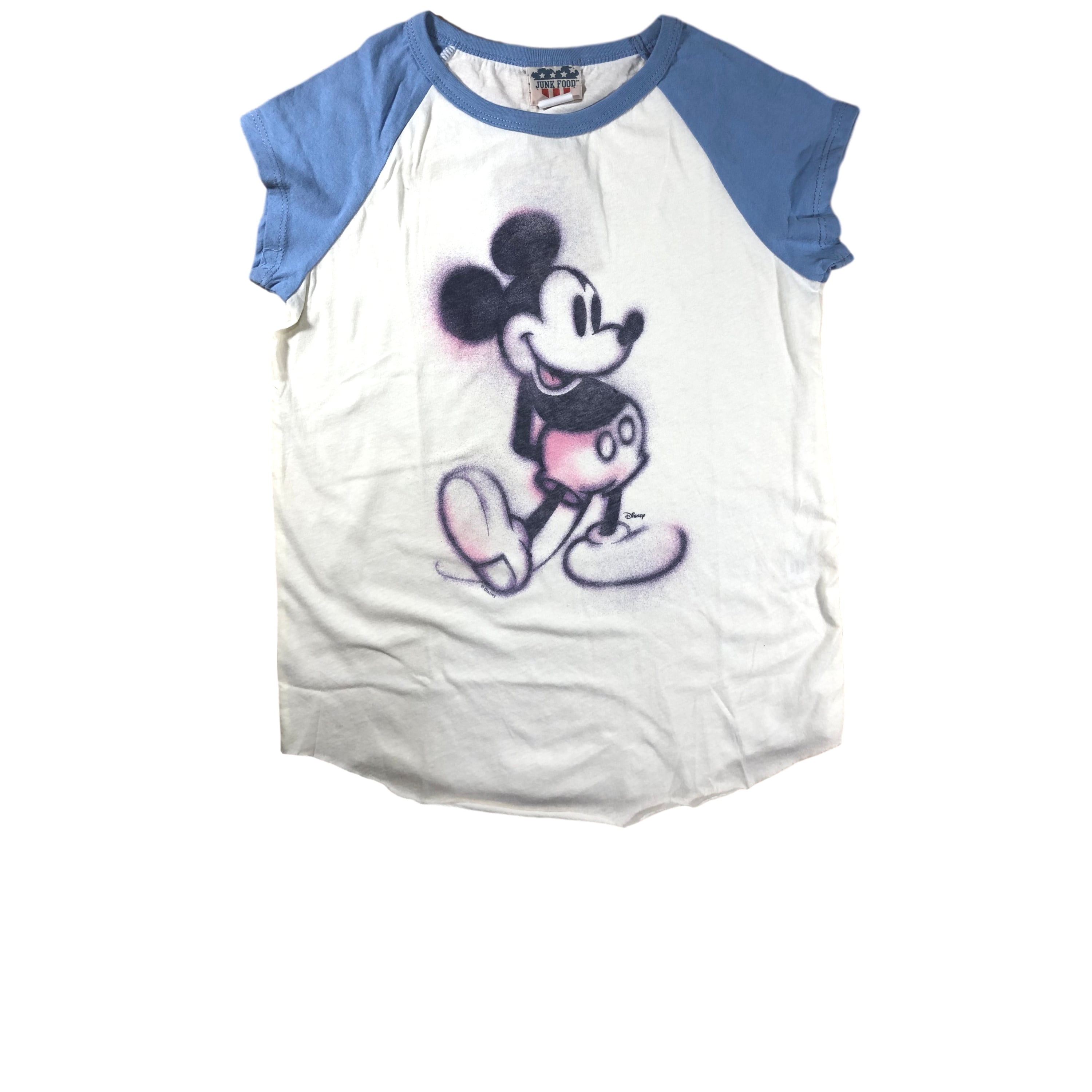 Disney Mickey Mouse Girl's Juniors short sleeve Tee top T-shirt - white &  blue - Walmart.com