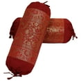 thumbnail image 2 of Stylo Culture Ethnic Polydupion Cylindrical Hotdog Pillow Bolster Pillow Covers Maroon Jacquard Brocade Border Elephant Large Settee Cylinder Cushion Covers (Set of 2) | 30x15 Inches (76x38 cm), 2 of 5
