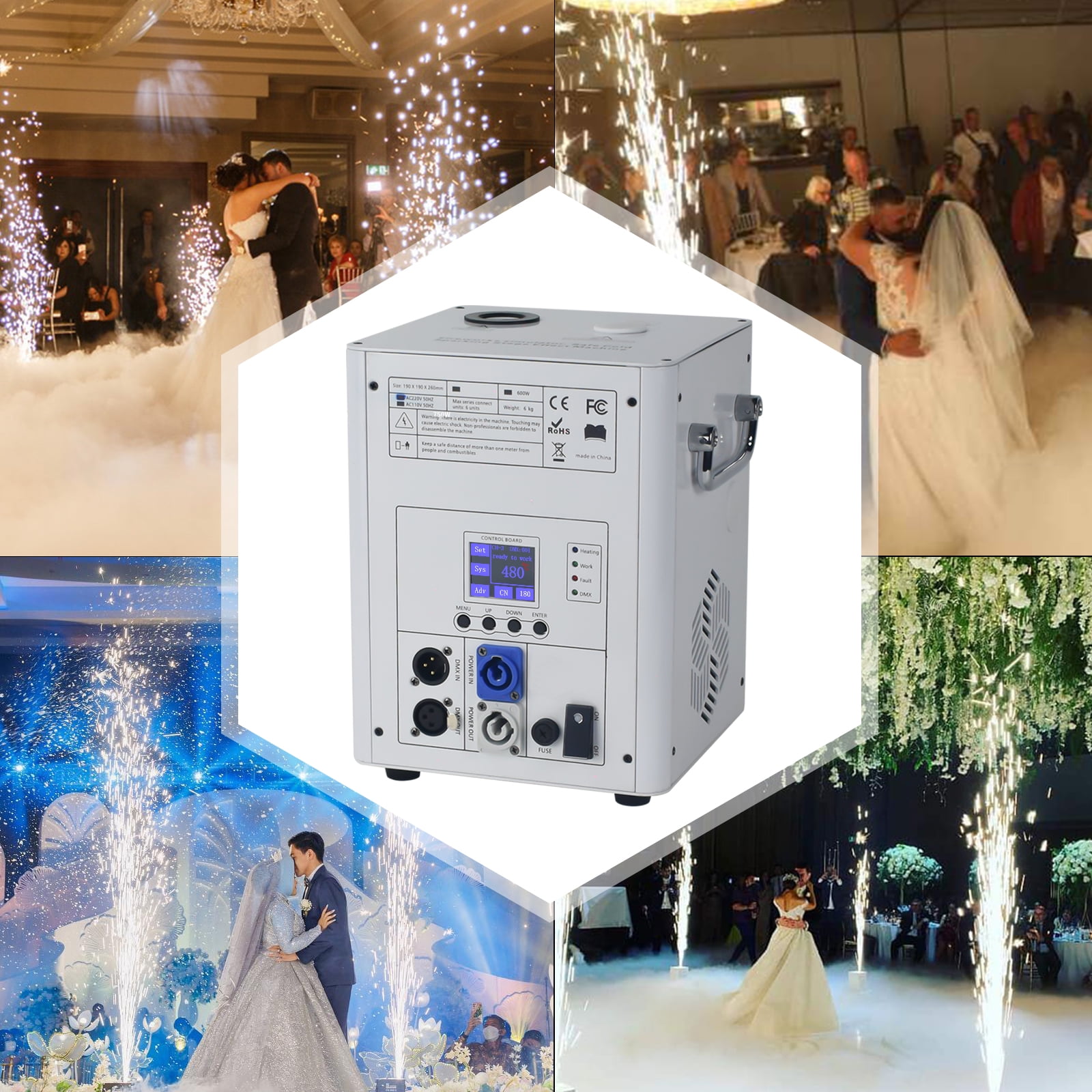 750W Cold Spark Machine DMX Firework Machine LCD Screen for Wedding Stage Party DJ Disco