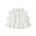thumbnail image 3 of LittleSpring Little Girls Skorts White Skirt Pleated Ruffle Short Demin Tutu Skirts Built-in Shorts Underneath Size 6-7, 3 of 6