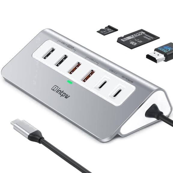 9-Port USB C Hub for Laptop, Powered Multiport Adapter with 4K HDMI, 100W PD Pass-Through, 10Gbps Data Transfer, USB C and USB A Ports for MacBook and PC