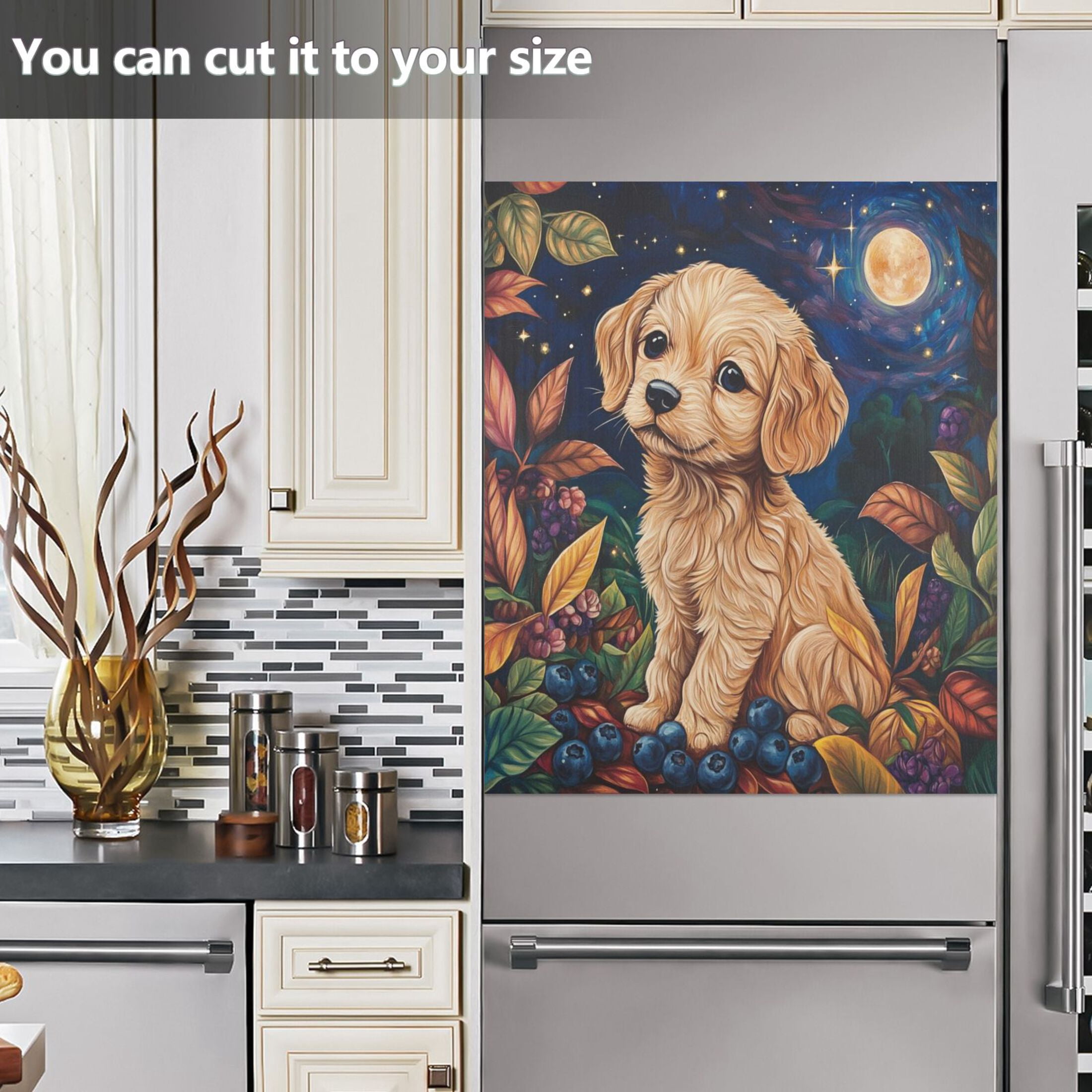 Dishwasher Magnetic Sticker 23x26 Inch Refrigerator Magnetic Sticker Washing Machine Magnetic Sticker Kitchen Panel Magnetic Sticker Home Decor Yellow Cute Dog