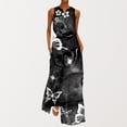 thumbnail image 1 of SMihono Robe Maxi Bohème d'Été pour Femmes Grande Taille Mode d'Été Imprimée Col en V Sans Manches Robe à Enfiler avec Poches Robe de Plage, 1 of 5