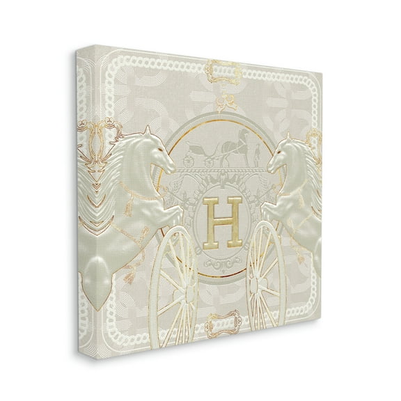 Regal Horses Glam Fashion Brand White Gold Beauty & Fashion Gallery-Wrapped Canvas Print Wall Art, 17x17