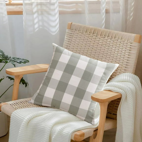 Country Style Sage Green Checkered Pillow, 2025 New Light Green Checkered Pattern Outdoor Decorative Pillow, Suitable for Indoor Sofa Beds or Outdoor Balconies and Terraces