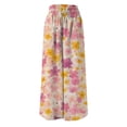 thumbnail image 4 of Swanpen Women's Summer Print Wide Leg Palazzo Pants Elastic Drawstring Waist Flowy Loose Fit Casual Long Trousers with Side Pockets, 4 of 5