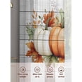 thumbnail image 6 of Thanksgiving Green Orange Pumpkin Sheer Curtains 72 inches Long, Leaves Vintage Wood Grain Light Filtering Sheer Window Curtains Rod Pocket Voile Drapes for Bedroom Living Room, 2 Panels 52"W x 72"L, 6 of 7