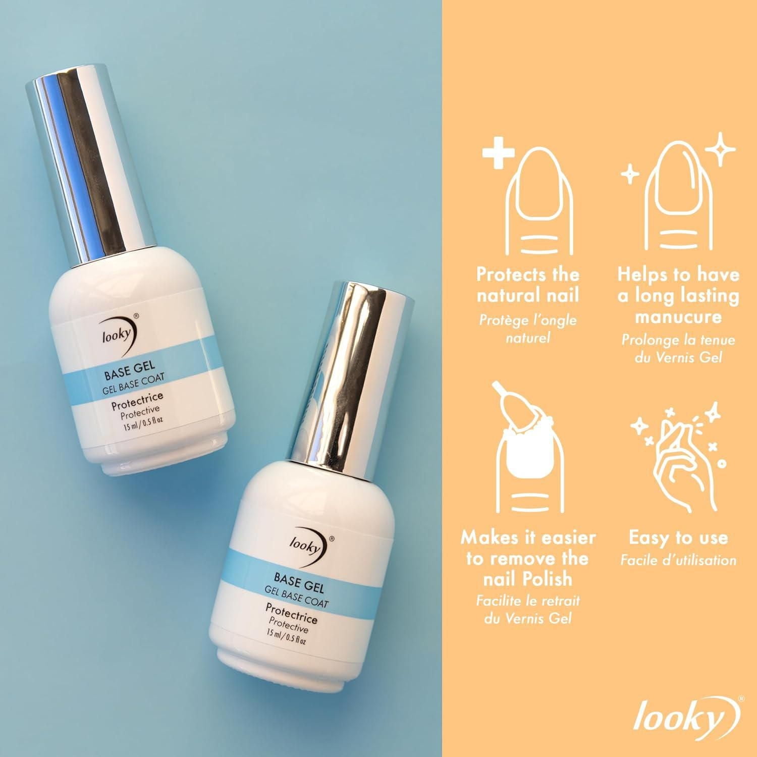 Looky –Gel de finition Ultra Brillant, séchage rapide, non collant et luxueusement lisse, adhérence, parfait pour manucure en gel – Protection ultime et tenue prolongée, 15 ml