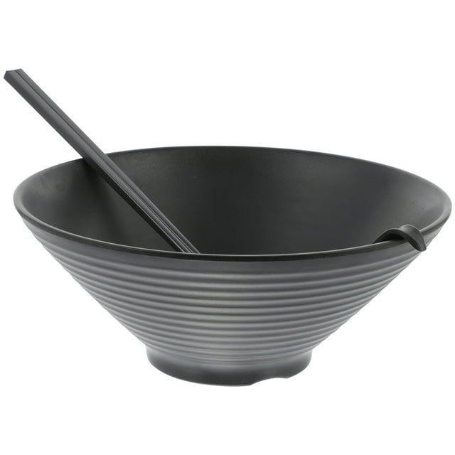 MasteelfCA 1 Set Japanese Ramen Bowl Spoon Chopsticks Kit Kitchen Tableware (Black)