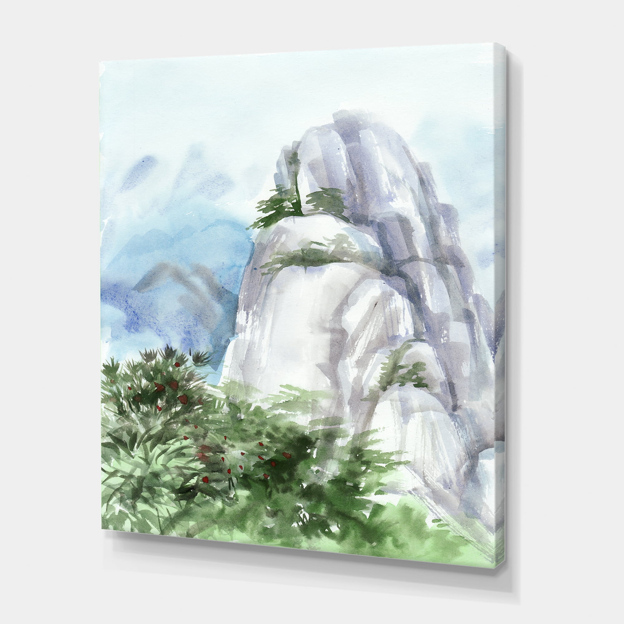 Designart ' The Clouds Over Mountain Top ' Traditional Canvas Wall Art Print