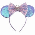 thumbnail image 3 of Mouse Ears Headbands Sequin Bow Hairband for Kids Girls Glitter Hair Accessories Halloween Party Creatures Theme Costume, 3 of 10