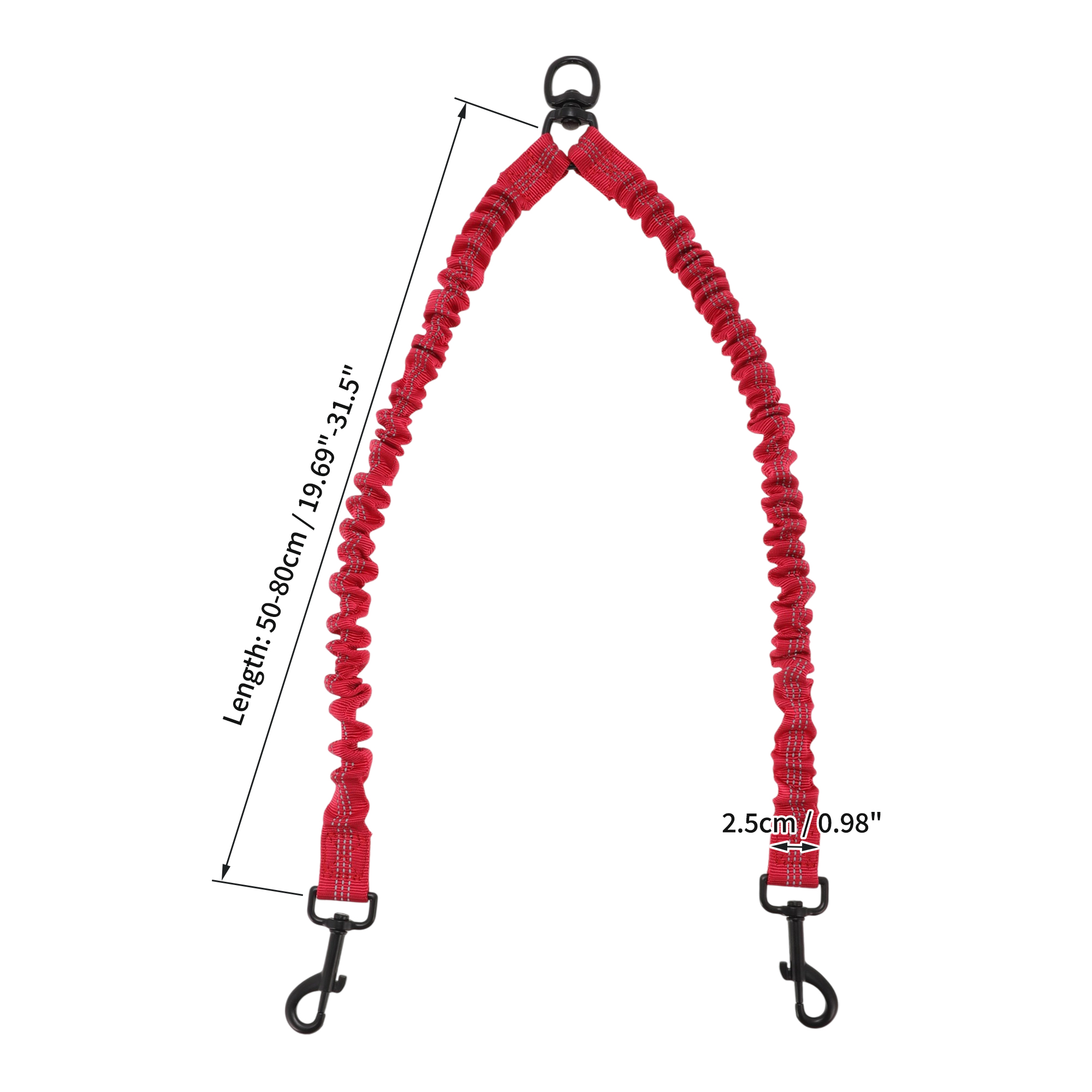 Unique Bargains Pet Double Dog Leash Reflective Dual Leash Red