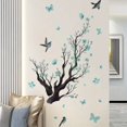 thumbnail image 1 of 1pc Decalmile Watercolor Blue Flower Wall Decal, Blossom, Bird, Tree ,Branch, Wall, Stickers, For Living Room Sofa TV Background Wall Decor, 11.8in*23.6in, 1 of 4