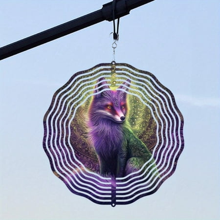 HELLOYOUNG Fox Wind Chime Outdoor Decor,10 Inch 360° Rotating Hook,Lawn Patio Balcony Garden Gift,Metal Wind Chimes for Outside