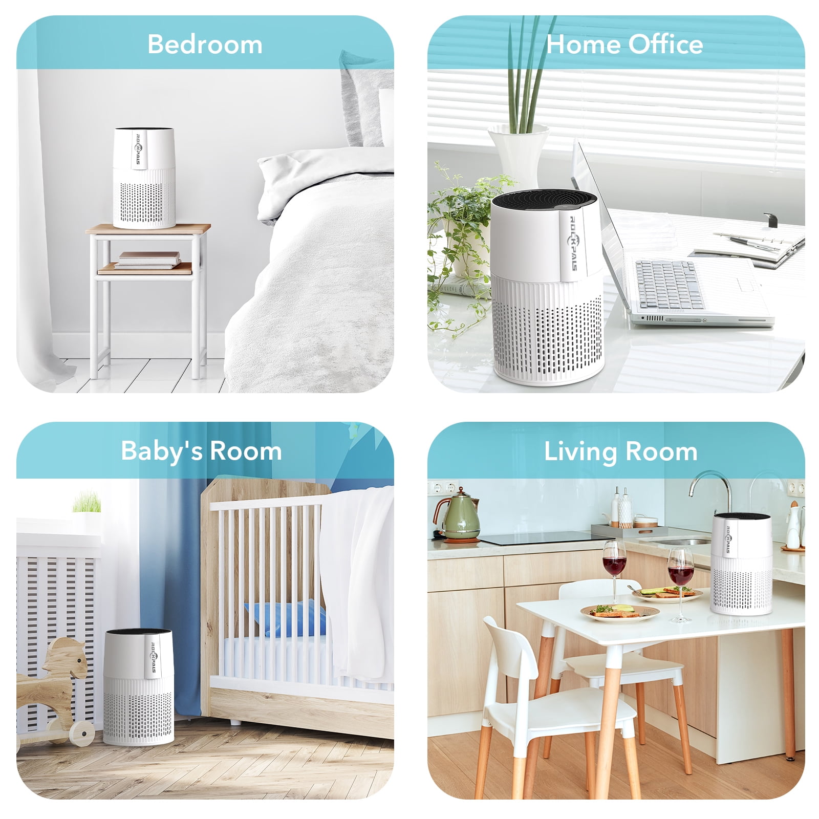 Rockpals Air Purifier for Small Room and Home with True HEPA